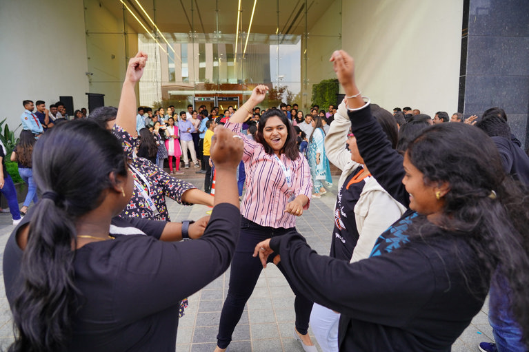 Teva employees dancing in Bangalore